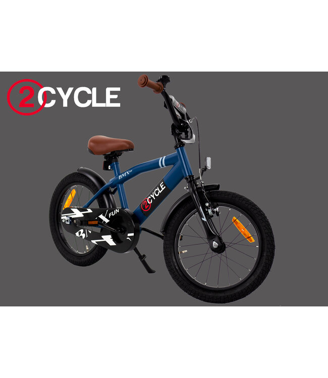 2Cycle BMX-Fun kinderfiets 16 inch (4 tot 6 jaar) voor jongens blauw