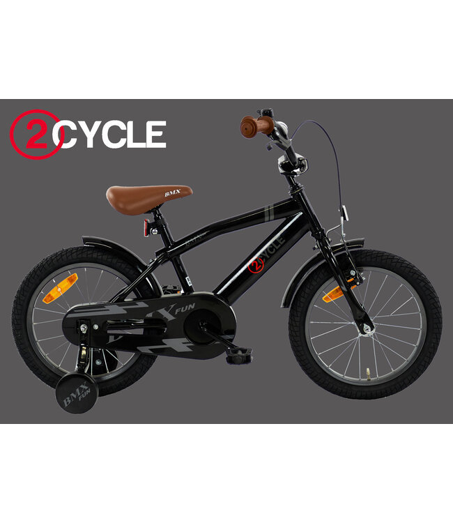 2Cycle BMX-Fun kinderfiets 16 inch (4 tot 6 jaar) voor jongens zwart