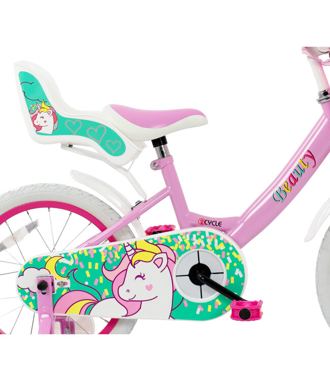 2Cycle Beauty kinderfiets 16 inch (4 tot 6 jaar) voor meisjes roze