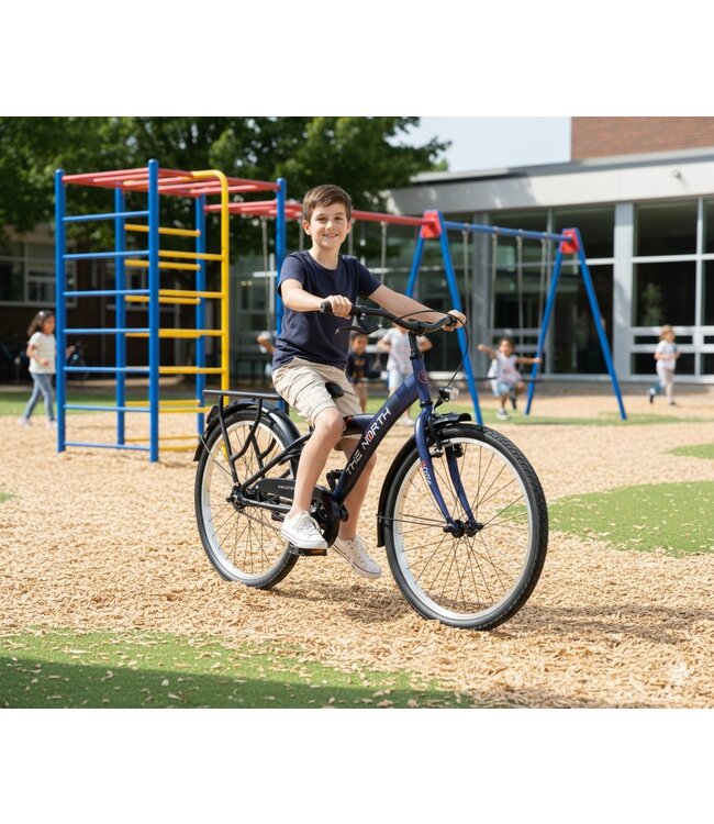 2Cycle The North kinderfiets 22 inch (7 tot 9 jaar) voor jongens blauw