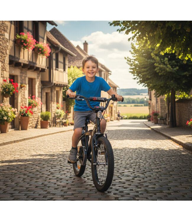 2Cycle Biker kinderfiets 18 inch (5 tot 7 jaar) voor jongens zwart