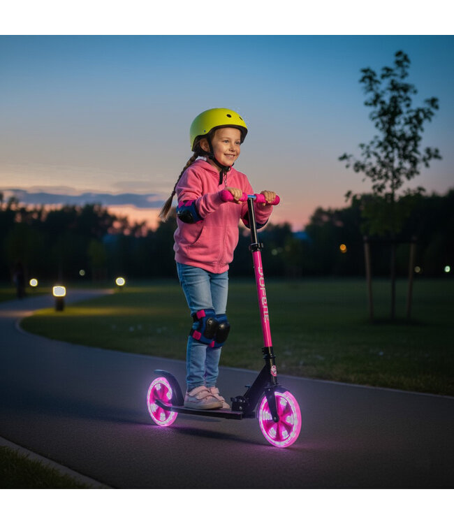 Sajan - Step met LED wielen - Kinderstep -  Grote Wielen - 20cm - Step - Roze-Zwart