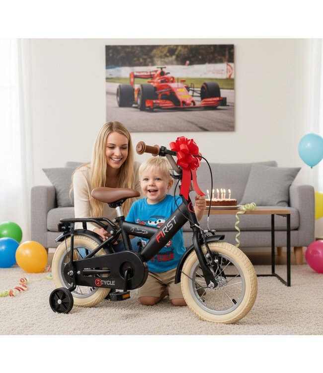 2Cycle First kinderfiets 12 inch (2 tot 4 jaar) voor jongens zwart