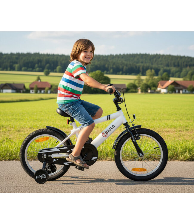 2Cycle BMX-Fun kinderfiets 16 inch (4 tot 6 jaar) voor jongens wit