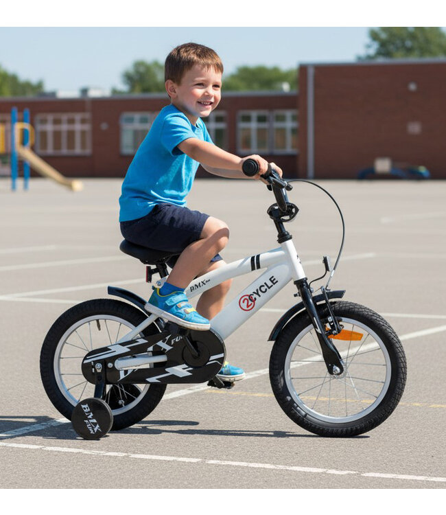 2Cycle BMX-Fun kinderfiets 14 inch (3 tot 5 jaar) voor jongens wit