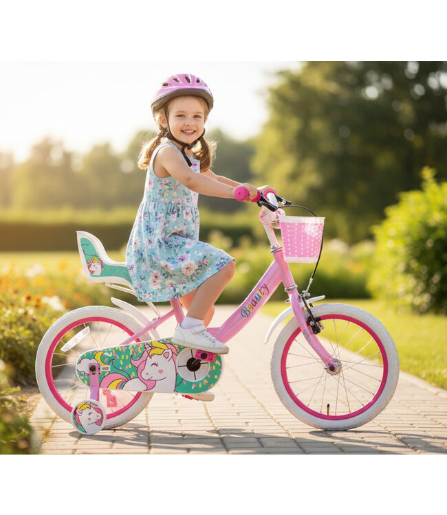 2Cycle Beauty kinderfiets 16 inch (4 tot 6 jaar) voor meisjes roze