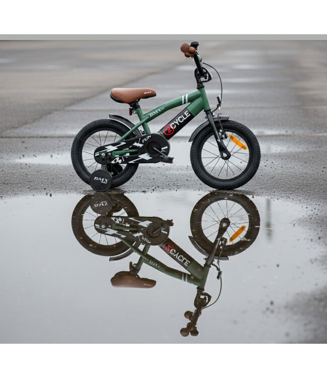 2Cycle BMX Fun kinderfiets 14 inch (3 tot 5 jaar) voor jongens groen