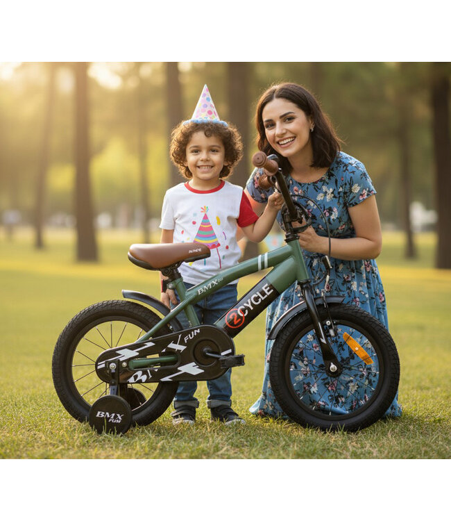 2Cycle BMX Fun kinderfiets 14 inch (3 tot 5 jaar) voor jongens groen
