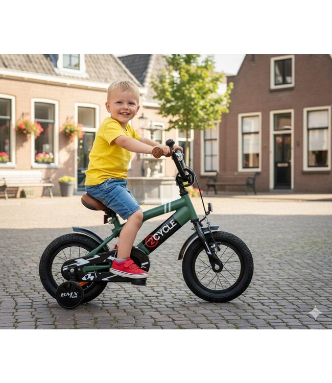 2Cycle BMX Fun kinderfiets 12 inch (3 tot 5 jaar) voor jongens groen