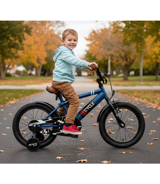 2Cycle BMX-Fun kinderfiets 16 inch (4 tot 6 jaar) voor jongens blauw