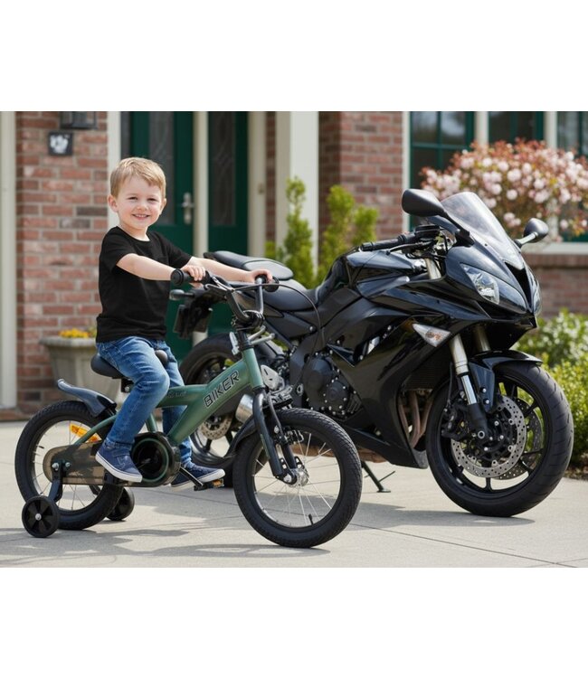 2Cycle Biker kinderfiets 14 inch (3 tot 5 jaar) voor jongens Groen