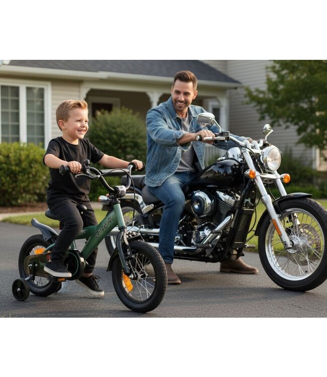 2Cycle Biker kinderfiets 12 inch (2 tot 4 jaar) voor jongens groen