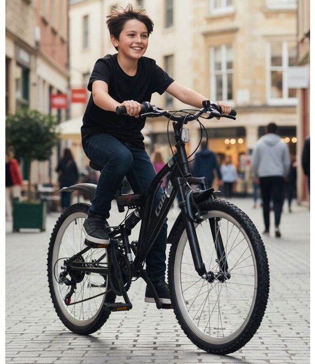 2Cycle MTB kinderfiets 24 inch (8 tot 10 jaar) voor jongens zwart