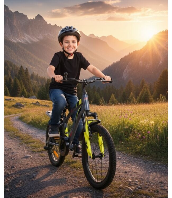 2Cycle Panter kinderfiets 18 inch (5 tot 7 jaar) voor jongens grijs-geel