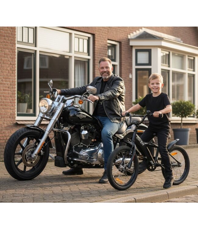 2Cycle Biker kinderfiets 18 inch (5 tot 7 jaar) voor jongens zwart