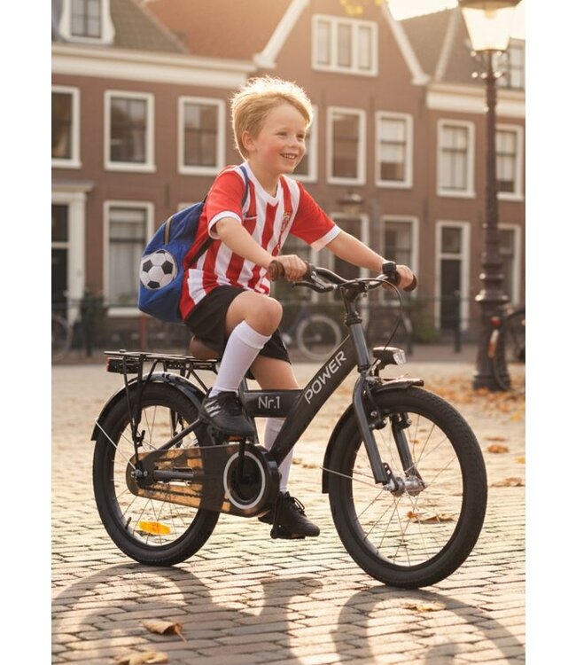 2Cycle Power kinderfiets 18 inch (5 tot 7 jaar) voor jongens antraciet