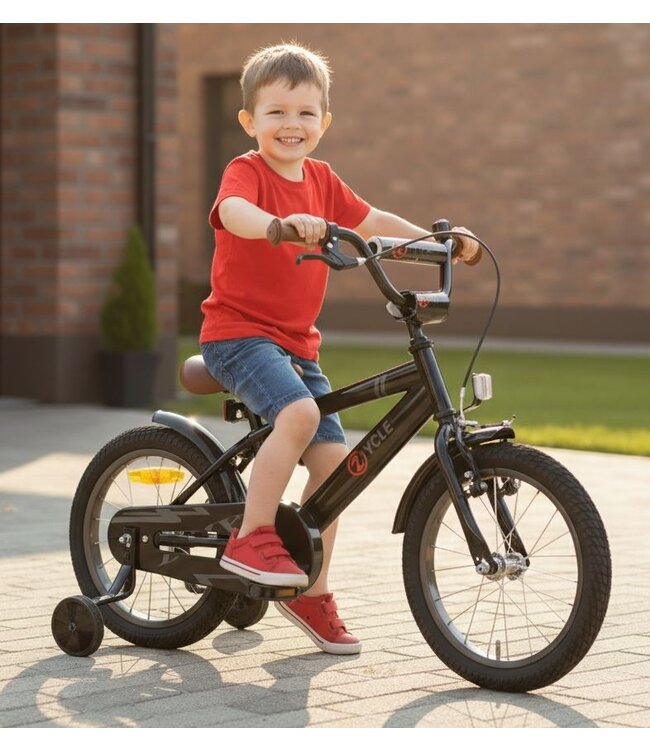 2Cycle BMX-Fun kinderfiets 16 inch (4 tot 6 jaar) voor jongens zwart