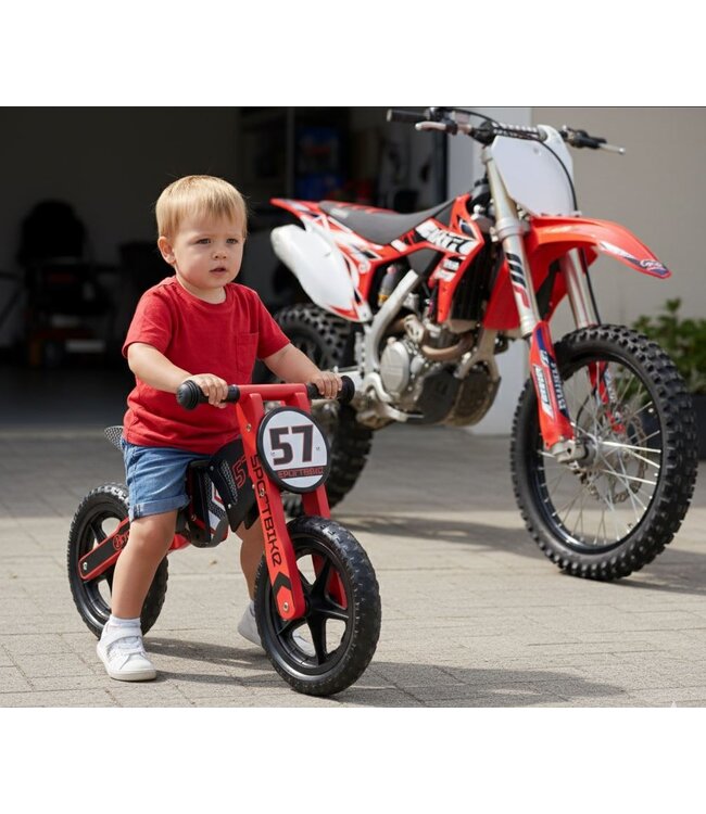 2Cycle Motor  Loopfiets - Hout - Rood