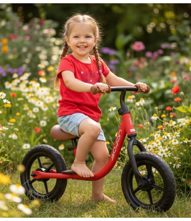 Sajan Loopfiets - Balance Bike - Jongens en Meisjes - Loopfiets 2 Jaar - Buitenspeelgoed - Mat-Rood