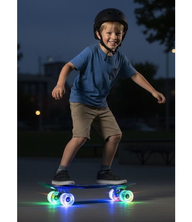 Sajan - Skateboard - LED - Penny board - Camouflage Blauw - 22.5 inch - 56cm - Skateboard met Verlichting