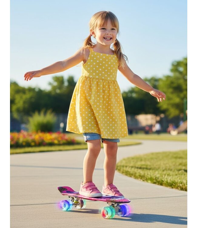 Sajan - Skateboard - LED - Penny board - Camouflage Paars - 22.5 inch - 56cm - Skateboard met Verlichting