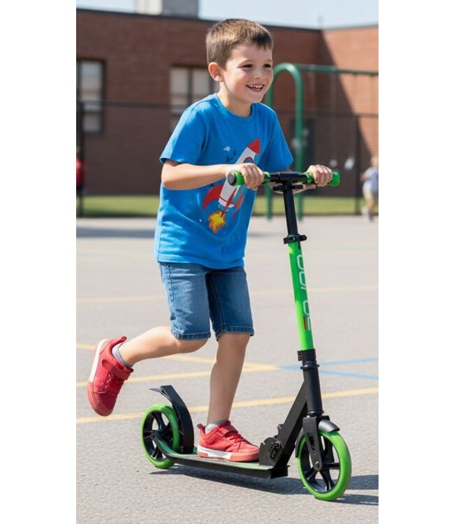 Sajan Step - Aluminium - Kinderstep - Grote Wielen - 18cm -Zwart - Groen