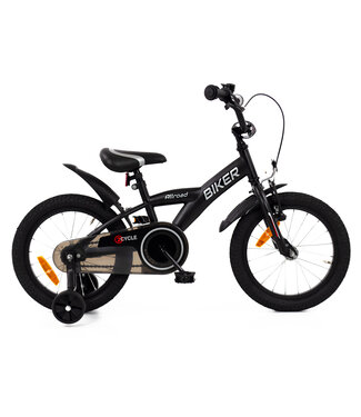 2Cycle 2Cycle Biker kinderfiets 16 inch (4 tot 6 jaar) voor jongens zwart