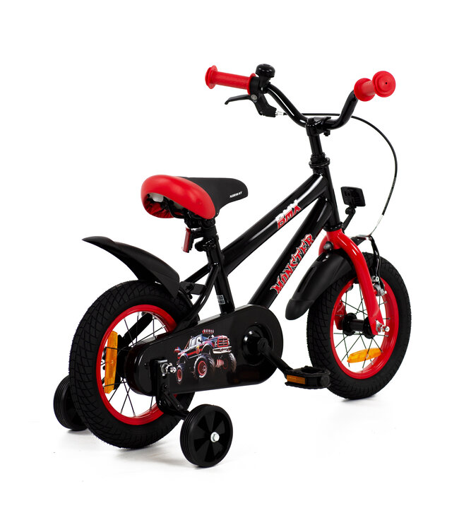 2Cycle Monster kinderfiets 12 inch (2 tot 4 jaar) voor jongens zwart