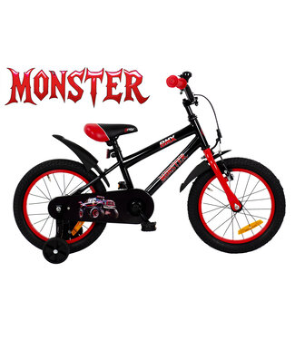 2Cycle 2Cycle Monster kinderfiets 16 inch (4 tot 6 jaar) voor jongens zwart