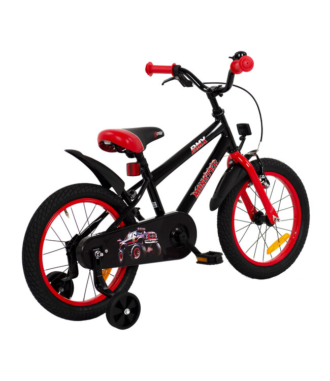 2Cycle Monster kinderfiets 16 inch (4 tot 6 jaar) voor jongens zwart