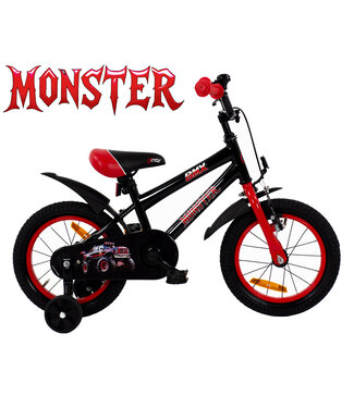 2Cycle 2Cycle Monster kinderfiets 14 inch (3 tot 5 jaar) voor jongens zwart 2Cycle 2Cycle Monster kinderfiets 14 inch (3 tot 5 jaar) voor jongens zwart