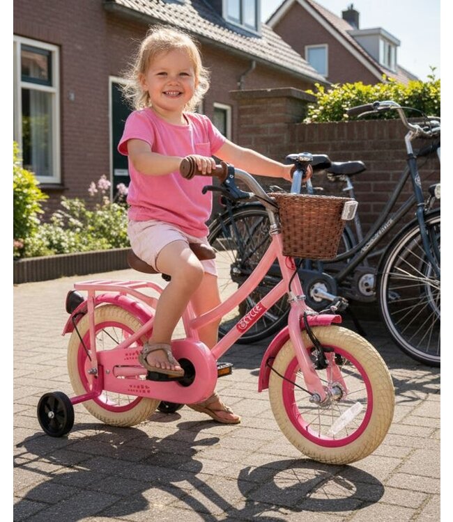 2Cycle Hearts kinderfiets 12 inch (2 tot 4 jaar) voor meisjes roze