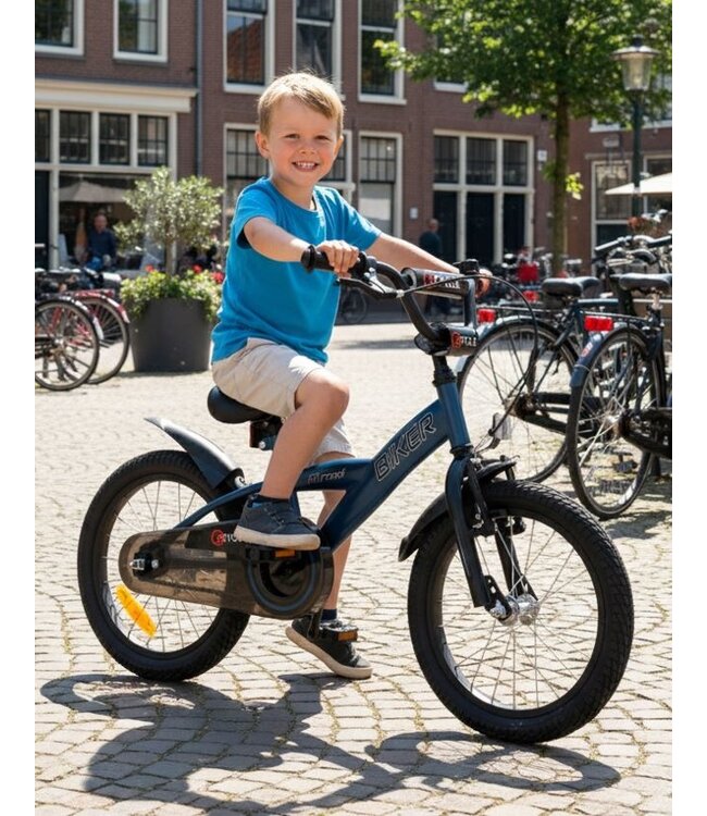 2Cycle Biker kinderfiets 16 inch (4 tot 6 jaar) voor jongens blauw
