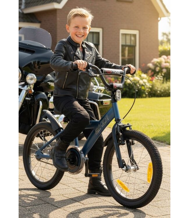 2Cycle Biker Kinderfiets - 18 inch -  Blauw - Jongensfiets - 18 inch fiets