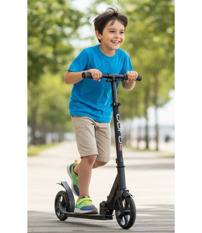 Sajan Step - Aluminium - Kinderstep - Grote Wielen -  Autoped -18cm -Zwart