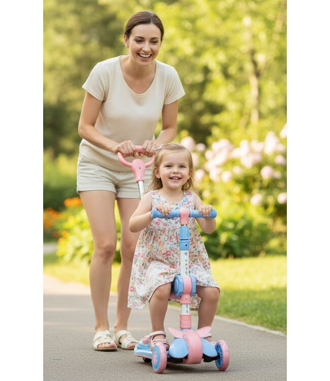 Sajan 2 in 1 Loopfiets / Step -  Roze-Blauw