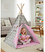 Speeltent - Tipi Tent - Met Grondkleed & Kussens - Speelhuisje - Tent voor kinderen - Grijs-Roze