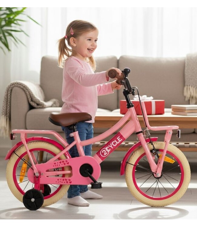 2Cycle Transportfiets 14 inch (3 tot 5 jaar) voor meisjes roze  2E