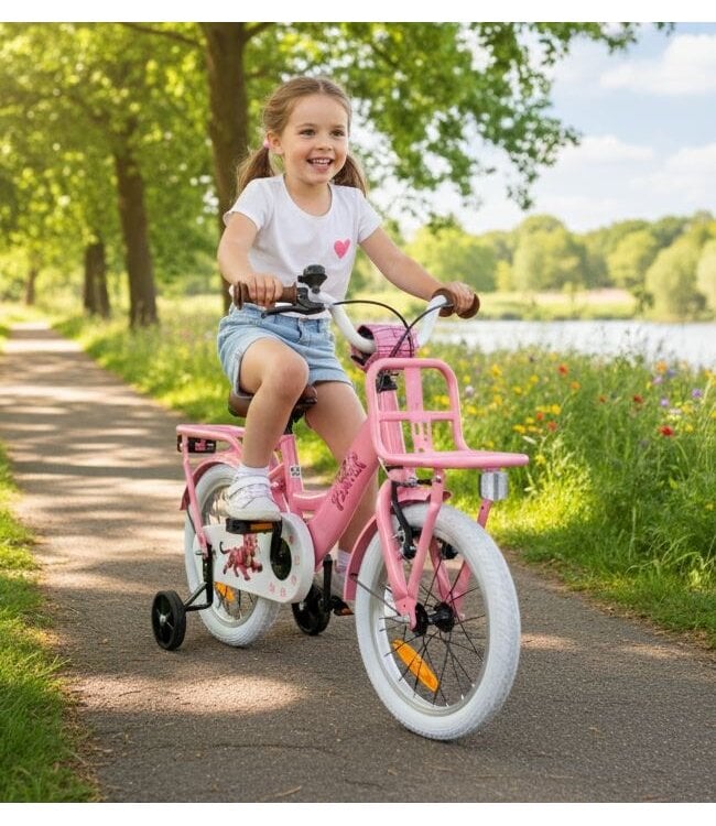 2Cycle Panter 14 inch kinderfiets (3 tot 5 jaar) voor meisjes roze