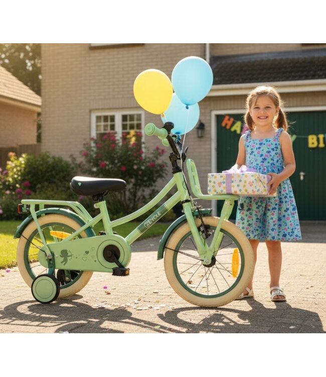 2Cycle Cupido kinderfiets 14 inch (3 tot 5 jaar) voor meisjes mintgroen