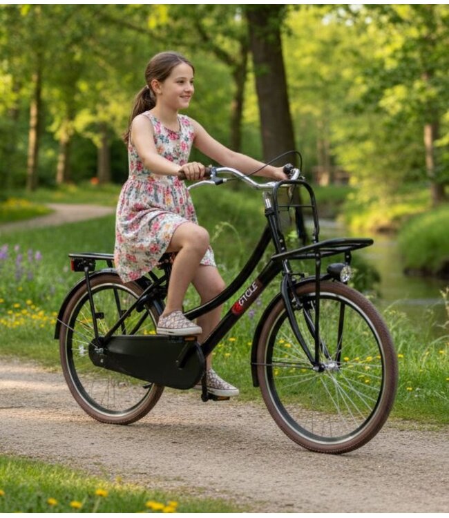 2Cycle Transportfiets kinderfiets 24 inch (8 tot 10 jaar) voor Meisjes Zwart