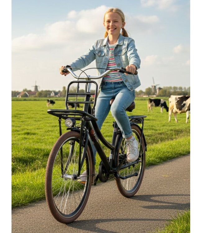 2Cycle Transportfiets 3-speed kinderfiets 24 inch (8 tot 10 jaar) voor Meisjes Zwart