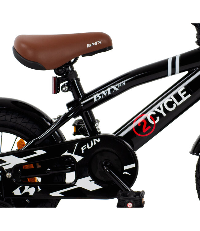 2Cycle BMX Fun kinderfiets 12 inch (2 tot 4 jaar) voor jongens zwart