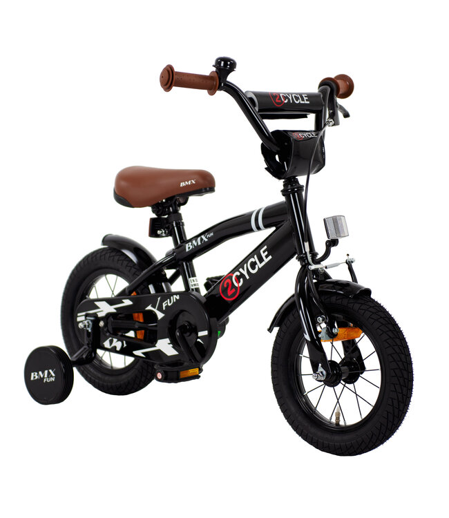 2Cycle BMX Fun kinderfiets 12 inch (2 tot 4 jaar) voor jongens zwart