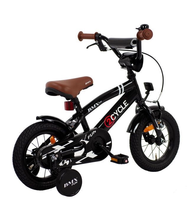 2Cycle BMX Fun kinderfiets 12 inch (2 tot 4 jaar) voor jongens zwart