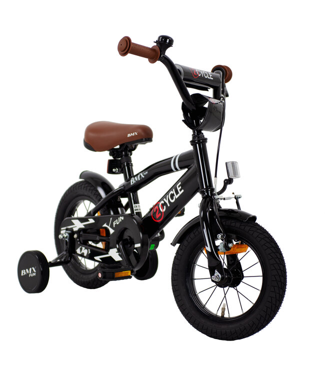 2Cycle BMX Fun kinderfiets 12 inch (2 tot 4 jaar) voor jongens zwart