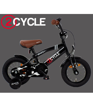 2Cycle 2Cycle BMX Fun kinderfiets 12 inch (2 tot 4 jaar) voor jongens zwart