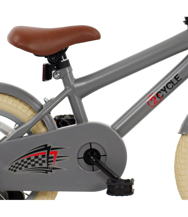 2Cycle BMX kinderfiets 14 inch (3 tot 5 jaar) voor jongens mat-grijs
