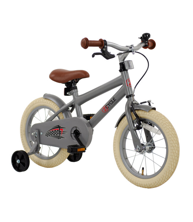 2Cycle BMX kinderfiets 14 inch (3 tot 5 jaar) voor jongens mat-grijs