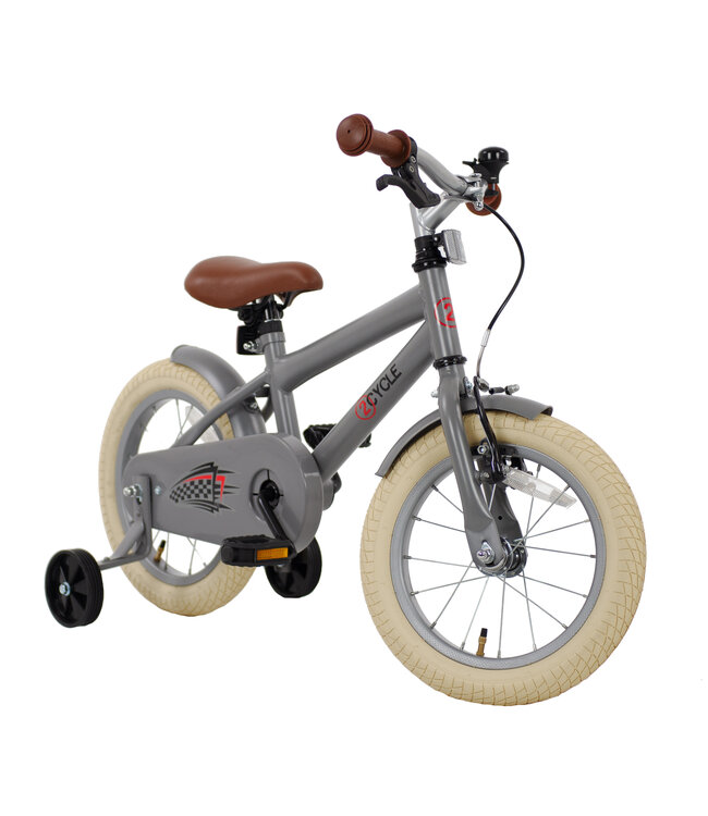 2Cycle BMX kinderfiets 14 inch (3 tot 5 jaar) voor jongens mat-grijs